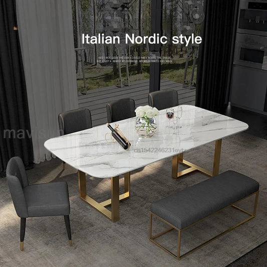 Rectangular Table Furniture Marble Stone Top Home Table Living Room Chairs Dining Room Modern Minimalist Kitchen Modern Modern