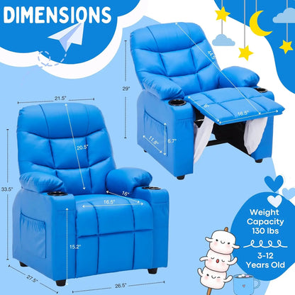 Sillón reclinable de cuero para niños de 3 a 12 años