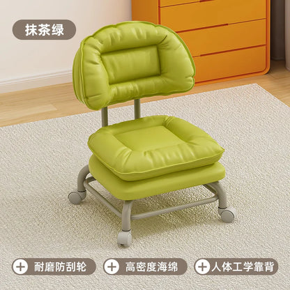 Small Stool with Universal Wheels for Home Use Children Walking with Wheels Backrest Chair 의자 식탁의자 Kitchen Living Room 가구