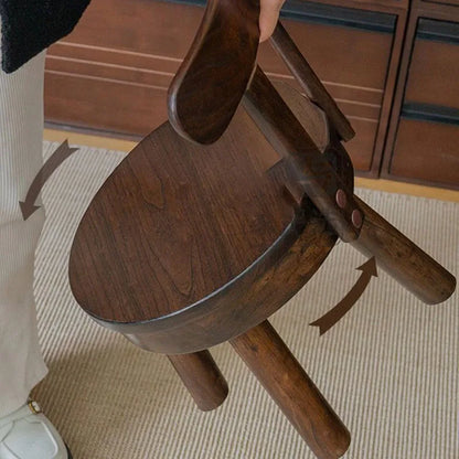 Tabourets bas de salon modernes pour chambre à coucher, dossier en bois massif, tabouret à chaussures rotatif, petites chaises pour enfants, repose-pieds vintage de luxe