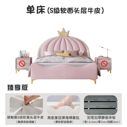 Lit pour enfants de luxe moderne pour filles, joli lit rose avec coussin, ensemble de meubles de chambre à coucher Queen, style loft princesse