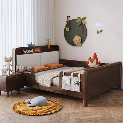 Bonita cama blanca para niños, lujosa y moderna cama nórdica para niños, cabecero, cómoda cama, juego de dormitorio