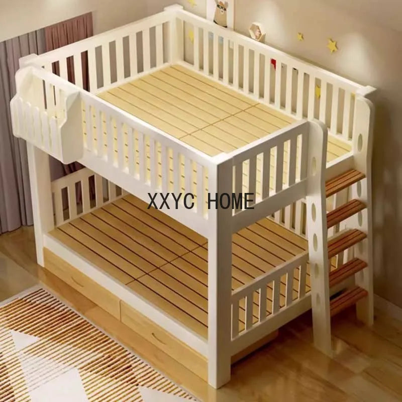 Solid Wood Children Bunk Beds Teen Bunk Parallel Modern Double Beds Same Width High Low Bedroom