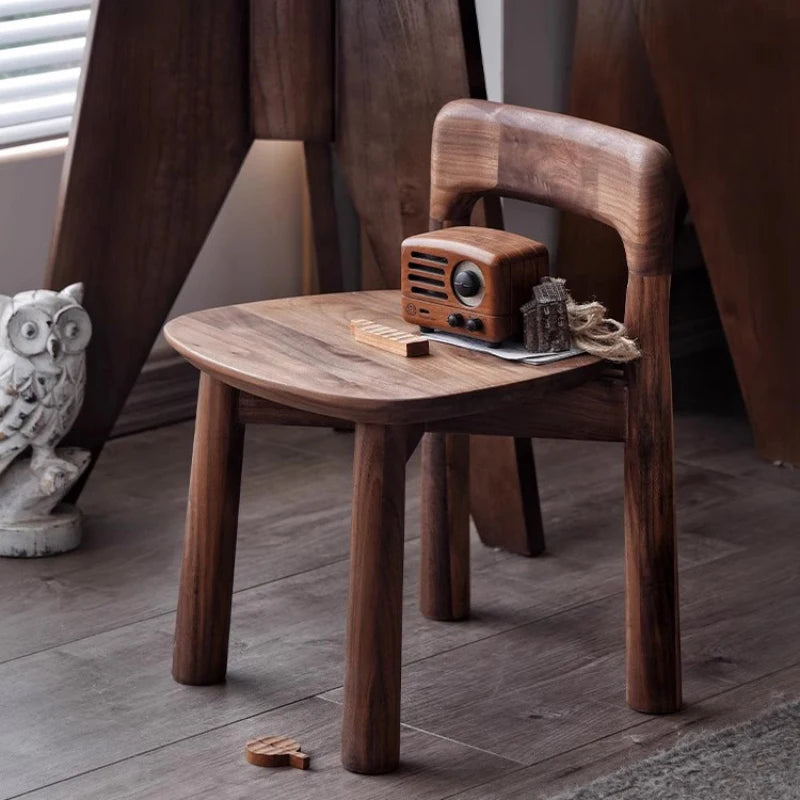 Taburete pequeño de nogal negro de América del Norte, silla para niños, cambiador de zapatos, silla de comedor de madera maciza, muebles de cocina, comedor para el hogar