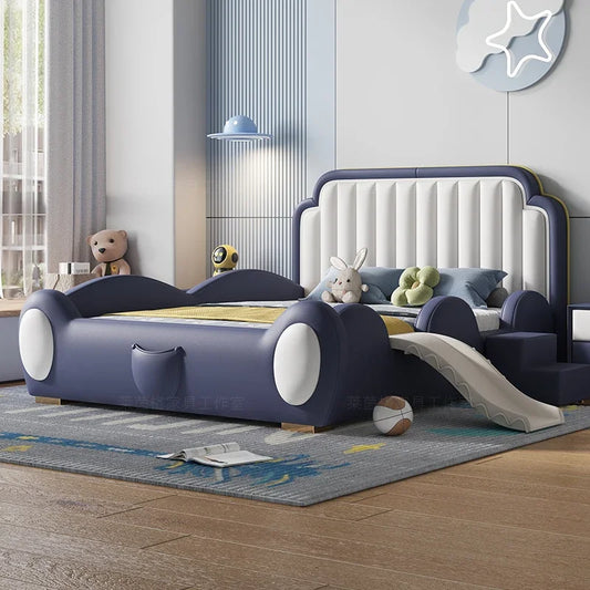 Cama doble moderna tipo loft para niños, diseño de madera, cama doble de lujo para niños, camas de dormitorio para bebés, muebles para dormitorio