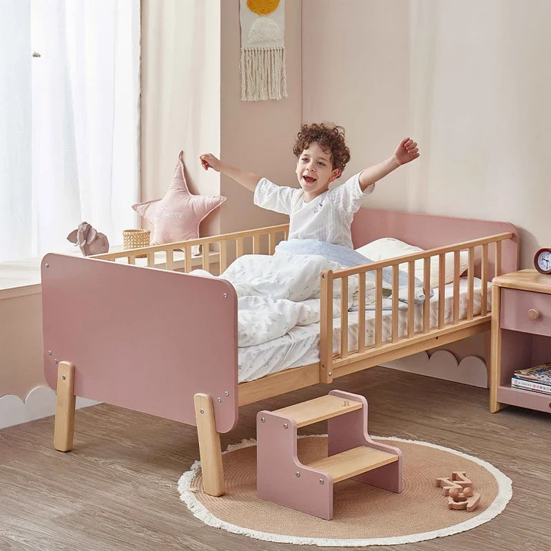 Muebles para niños pequeños Cama baja tipo loft Dormitorio para madres e hijos Sillas mecedoras para bebés Cuna para bebés individual de madera para niños