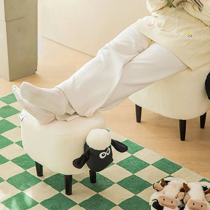 Multifunctional Living Room Ottomans Cartoon Sheep Styling Portable Small Chair Hallway Shoe Changing Stools Children Footrest