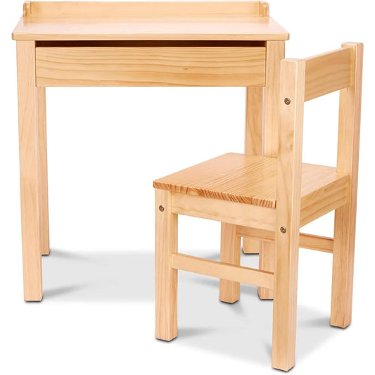 Melissa & Doug Wooden Lift-Top Desk & Chair - Honey Table and Chair Set for Kids  Table and Chairs Set