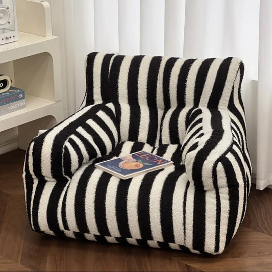 Sofá infantil de peluche de cordero, rincón de lectura, sillón pequeño, taburete para bebé, taburete para sentarse en el suelo, sillón pequeño de rayas