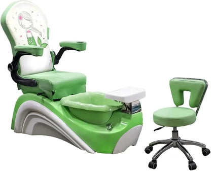 Silla de pedicura para niños, silla de spa para pies y pedicura con kit de taburete de pedicura, ajustable, reclinable, profesional, para salón de uñas y spa para niños