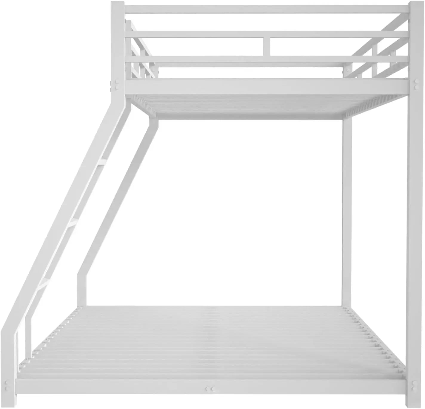 Twin Over Full Bunk Bed with Metal Frame, Space-Saving Design, Kids Teens Metal Bed,Easy Assembly,White