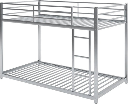 Litera de dos plazas sobre dos camas individuales con escalera, cama baja de metal para dormitorio, casa, apartamento, niños, habitación de invitados