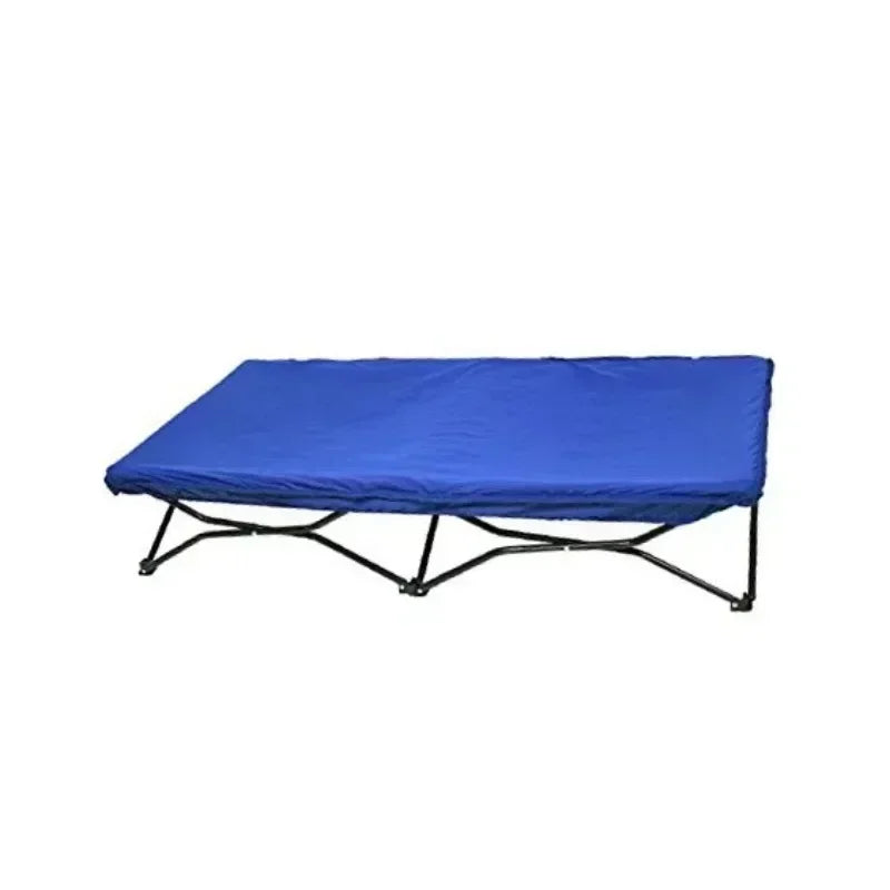 Cama portátil para niños pequeños, sábana ajustable de color azul