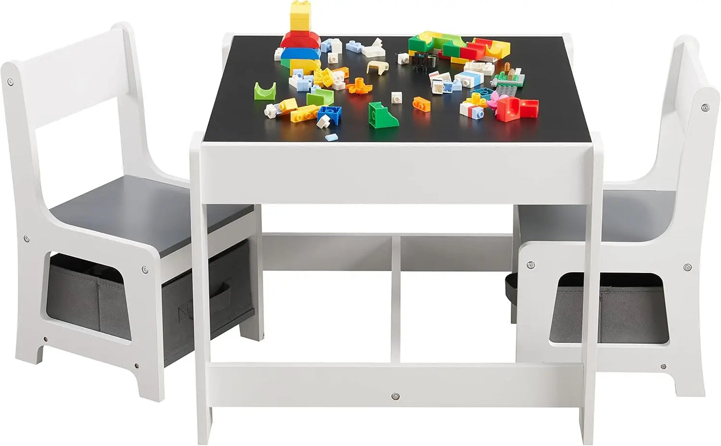 Juego de mesa y silla, mesa de actividades de madera 3 en 1 con cajón de almacenamiento para niños pequeños que dibujan, leen, hacen manualidades y juegan, 2 en 1 desmontable