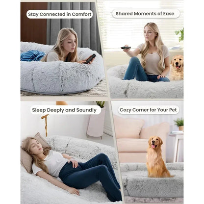 Soft Plush Queen Size Single Sofa Sofa Pop Queen Size Adult Oval Warm Imitation Pet Bed Nest Cozy Lazy Beanbag