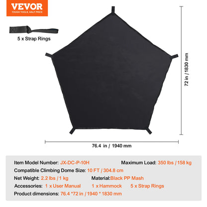 VEVOR Climbing Dome 6/8/10/12FT Geometric Dome Climber Hammock Swing Jungle Gym Climbing Grip Outdoor Backyard Play Equipment