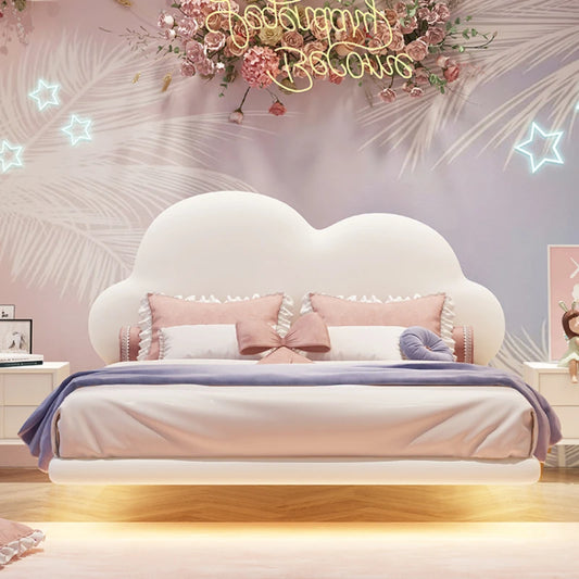 Lit double princesse pour enfants, joli lit de luxe blanc pour filles, commode pour enfants, ensemble de chambre à coucher