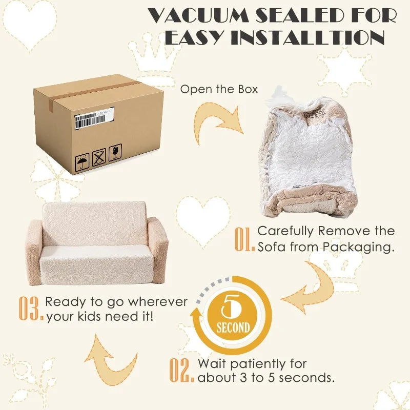 Sofá cama plegable 2 en 1 extra ancho para niños pequeños, sofá cama Sherpa para sala de juegos, convertible para niños