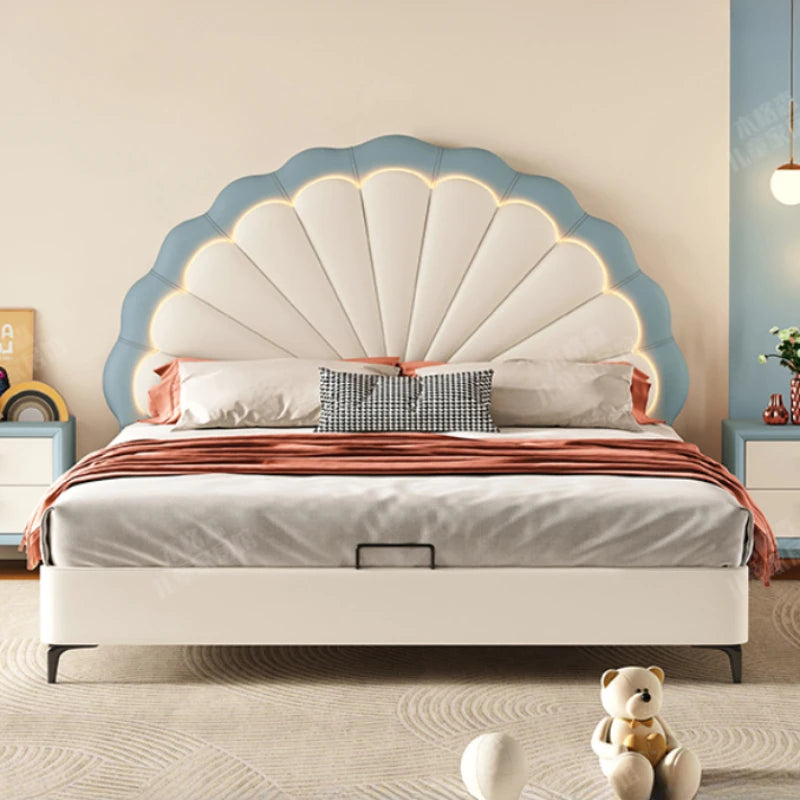 Cama infantil de lujo de cuero, moderna y bonita, estilo loft, cabecero de cama de princesa, cómoda, juego de dormitorio infantil, muebles