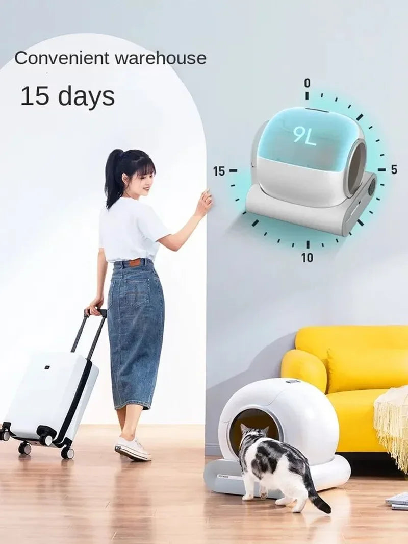 Tonepie 65L Bac à litière automatique intelligent pour chat Bac à litière pour chat entièrement fermé et autonettoyant Bac à litière pour animaux de compagnie