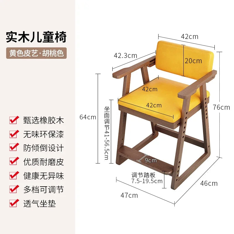 Solid Wood Children Study Chairs with Adjustable Lift Seats Writing Dining Chairs Desks Kitchen Sillas Para Comedor Стул 의자