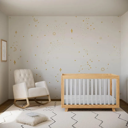 Lit bébé convertible Storkcraft Beckett (naturel avec lattes blanches) – Se transforme de lit bébé en lit pour tout-petit et en lit de repos