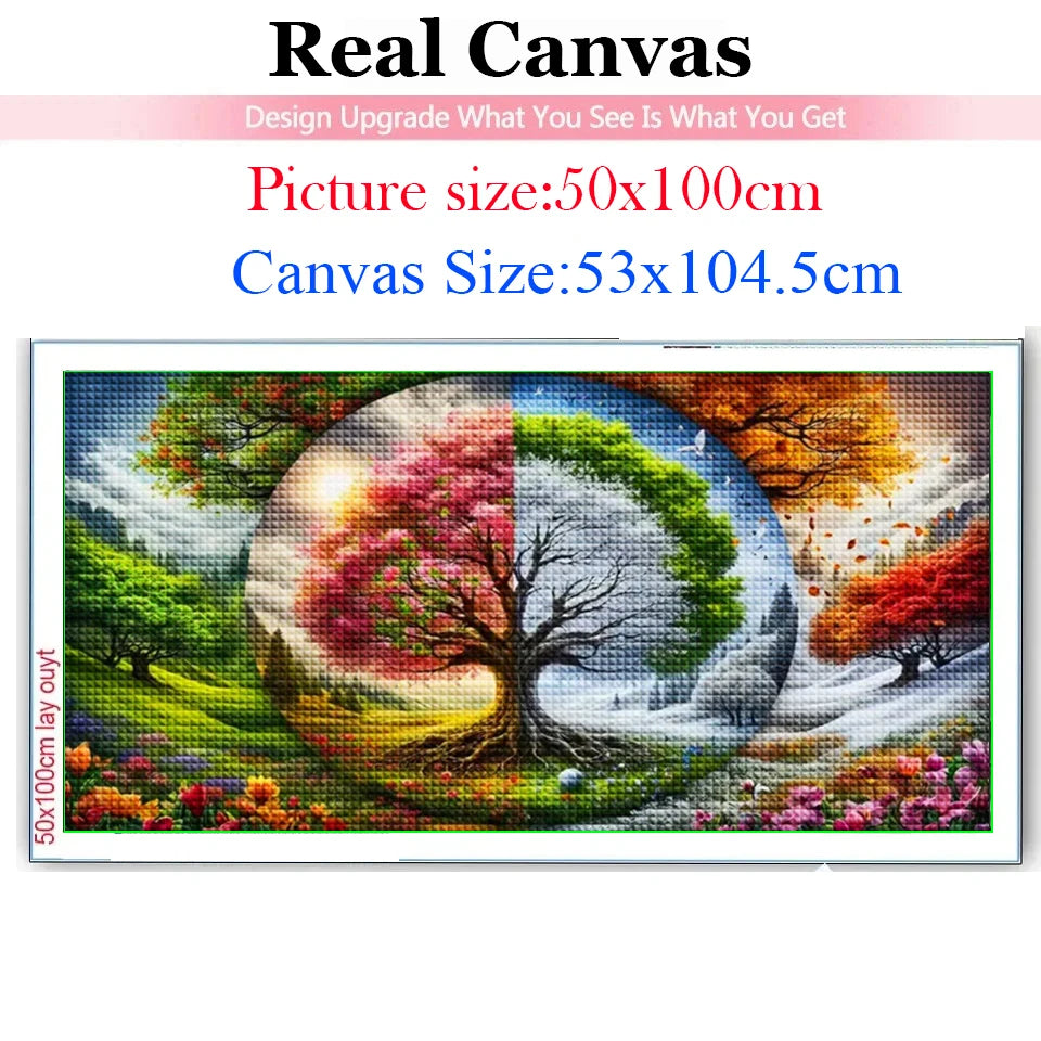 Magical Seasons Tree of Life Large DIY Diamond Painting Winter Spring Autumn Landscape,Full Square Round Diamond Embroidery Sale