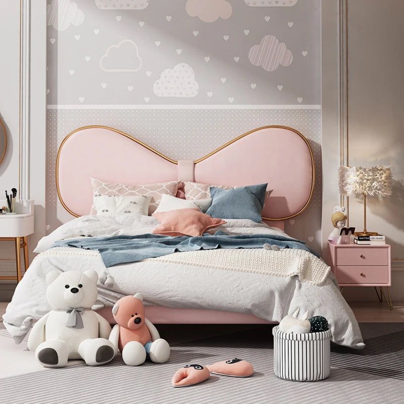 Lit pour enfants rose unique, moderne, joli, léger, luxueux, têtes de lit pour enfants, ensemble de chambre à coucher Princess Cama