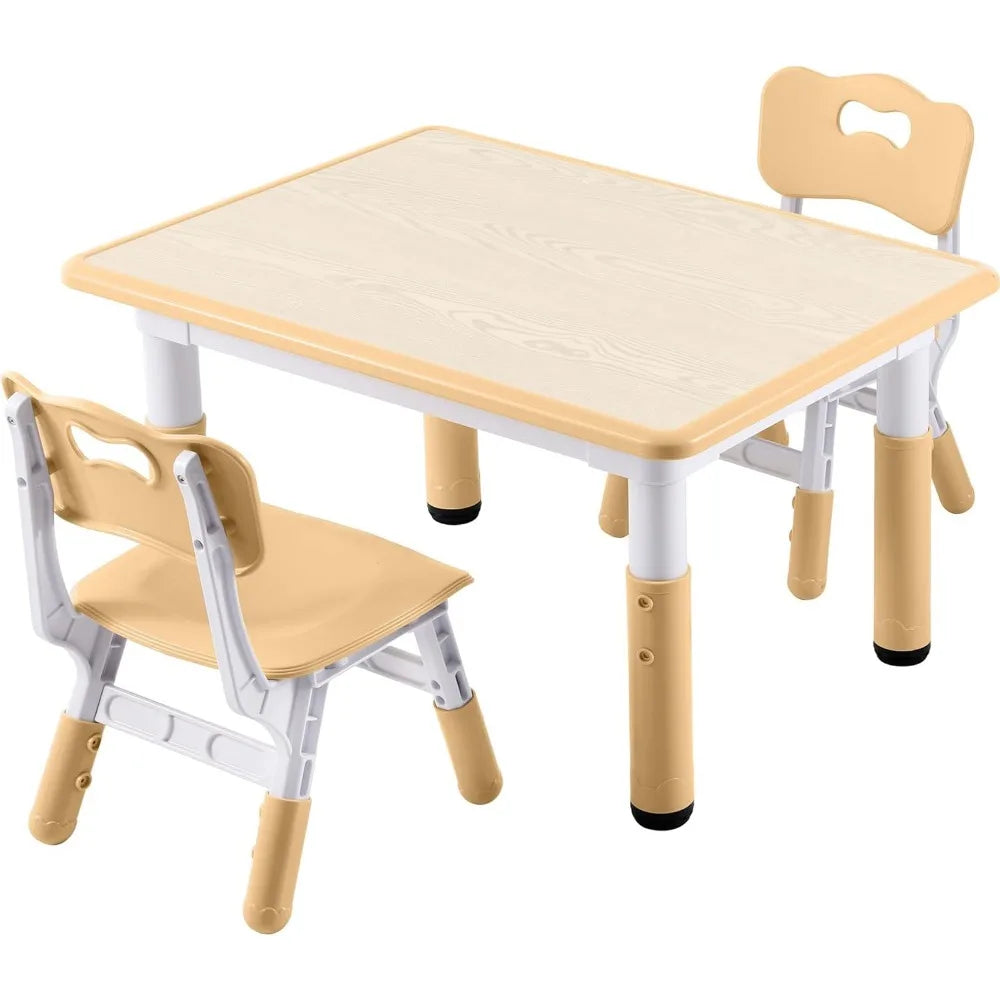 Table and Chairs Set, Height Adjustable Toddler Table and Chair Set for Kids Ages 3-8, 31.5"L x 23.6"W Graffiti Desktop Plastic