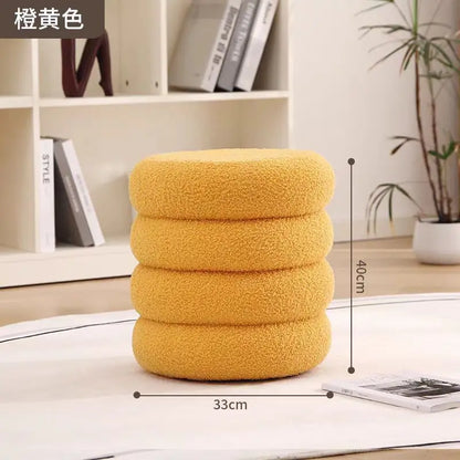 Living Room Household Small Round Stool Net Red Children Sofa Stool Lambskin Simple Sitting Stool Shoe Changing Chair Furniture