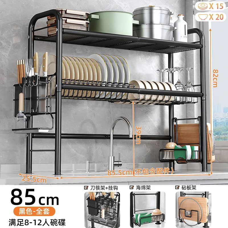 Kitchen Storage Shelf Over The Sink Dish Drying Rack Counter Dish Drying Rack Utensil Chopsticks Storage Cutting Board Organizer