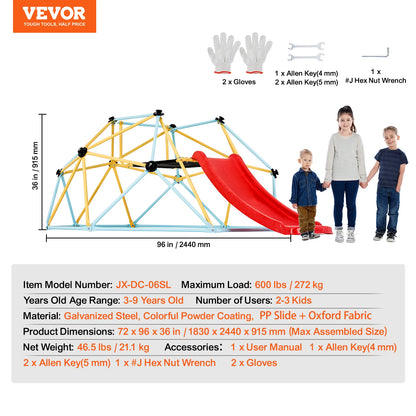 VEVOR Climbing Dome 6/8/10/12FT Geometric Dome Climber Hammock Swing Jungle Gym Climbing Grip Outdoor Backyard Play Equipment