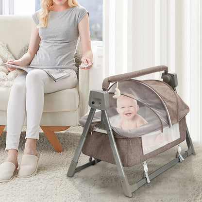 Portable Electric Baby Swing Baby Cradle Bassinet Rocking Crib Infant Bed Newborn Bedside Crib Foldable Music Sleep Basket Cot