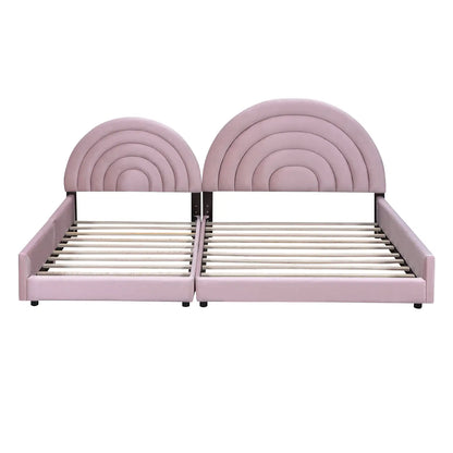 Twin & Full Size Upholstery Platform Bed Two Seperate Daybeds for Kids Teens Adults  Pink Modern style traditional comfort