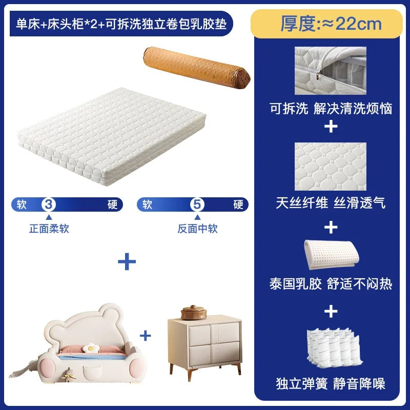 Princess Soft Girls Double Bed Kids Modern Luxury Loft Baby Double Bed Frame Queen Lit Cabane Enfant Furniture For Bedroom