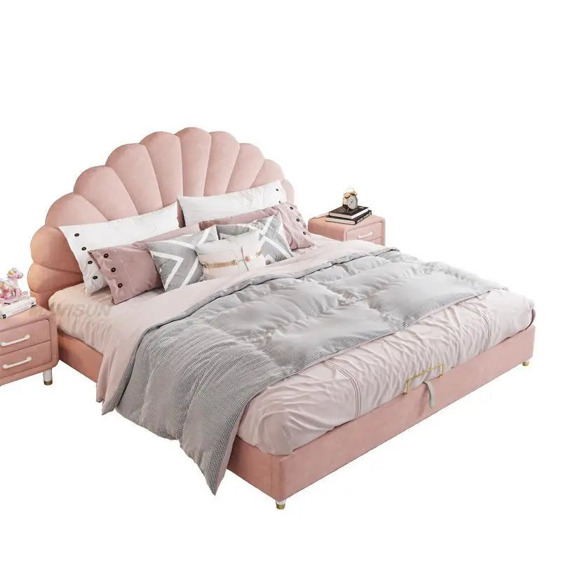 Lit pour enfant en bois massif de couleur rose, grand lit de princesse pour fille de 2 à 14 ans, ensemble de meubles de chambre à coucher pour enfant