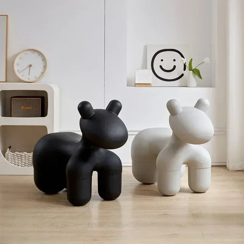 Taburete sencillo con forma de poni y diseño de animales para sala de estar, silla de ocio, asiento creativo para niños y adultos, silla personalizada para dormitorio, decoración del hogar