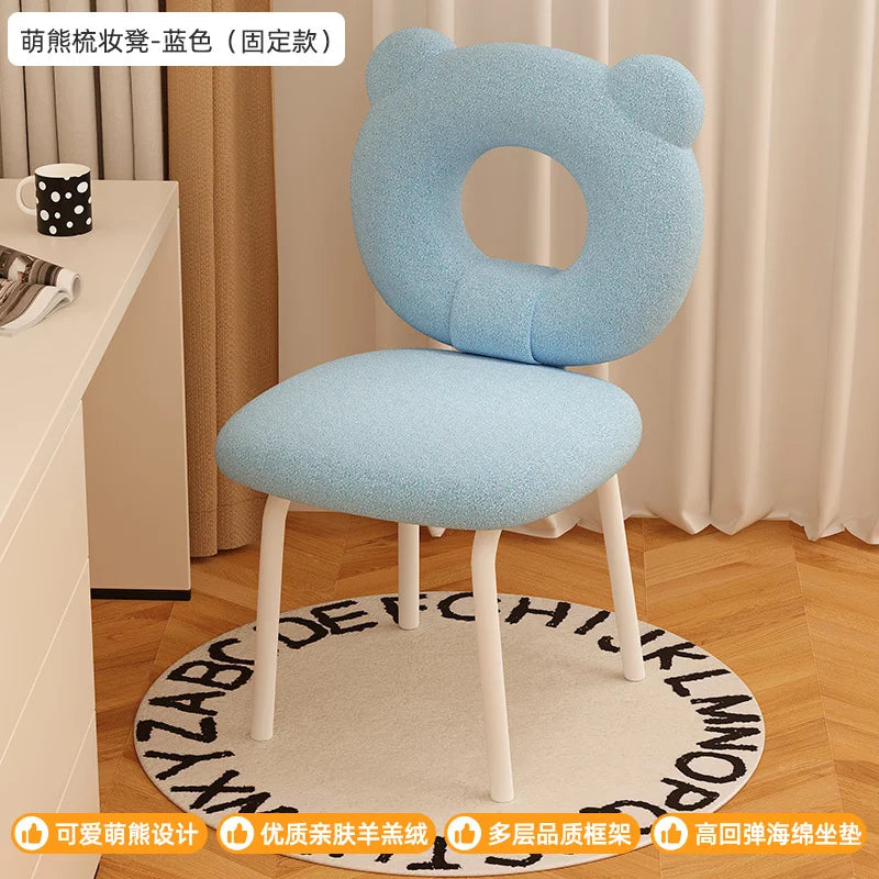 Portable Cute Vanity Chair Elegant Children Mobile Puffs Makeup Stool Metal Design Tabouret Vanity Chair Makeup Room