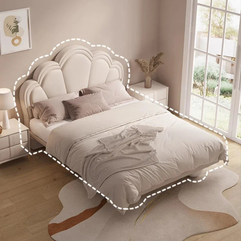 Cama doble moderna de princesa para niñas, cama tipo loft de lujo para bebés, camas tamaño queen para niños, marcos de cama blanca, muebles para dormitorio