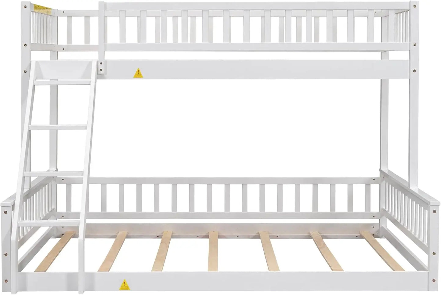 Lit superposé en bois Twin XL sur Queen avec échelle et garde-corps, pour chambre d'enfants, adolescents et adultes (blanc-1)