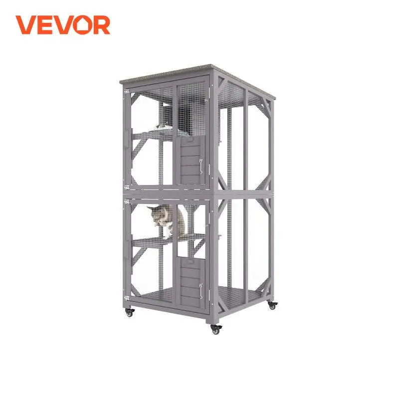 VEVOR - Casa de juegos grande de 3/7 niveles para gatos, conejos, cerdos, perros, corral grande para hacer ejercicio, caja grande para gatos, árbol grande de madera para gatos, casa para gatos para conejos