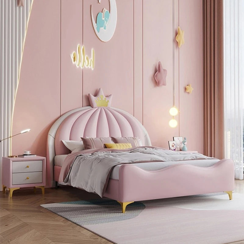 Lit pour enfants de luxe moderne pour filles, joli lit rose avec coussin, ensemble de meubles de chambre à coucher Queen, style loft princesse