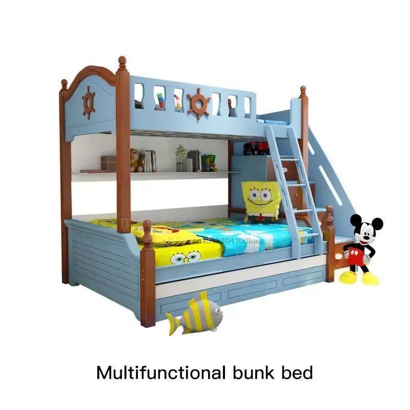 Lit pour enfants en bois massif pour garçons et filles, mobilier de maison créatif moderne, multifonction, haut et bas, chambre à coucher, lits superposés mignons pour enfants