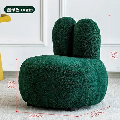 Nordic Lamb Velvet Fabric Single Small Sofa Ins Wind Net Red Creative Personality Bedroom Rabbit Ear Princess Sofa Stool