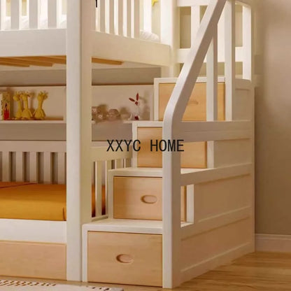 Solid Wood Children Bunk Beds Teen Bunk Parallel Modern Double Beds Same Width High Low Bedroom