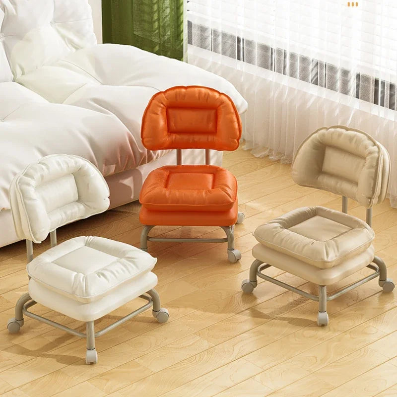 Small Stool with Universal Wheels for Home Use Children Walking with Wheels Backrest Chair 의자 식탁의자 Kitchen Living Room 가구