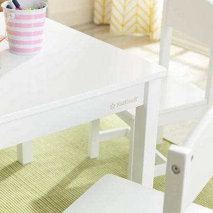 Ensemble table et 4 chaises de ferme en bois, mobilier pour enfants pour les arts et les activités - Blanc