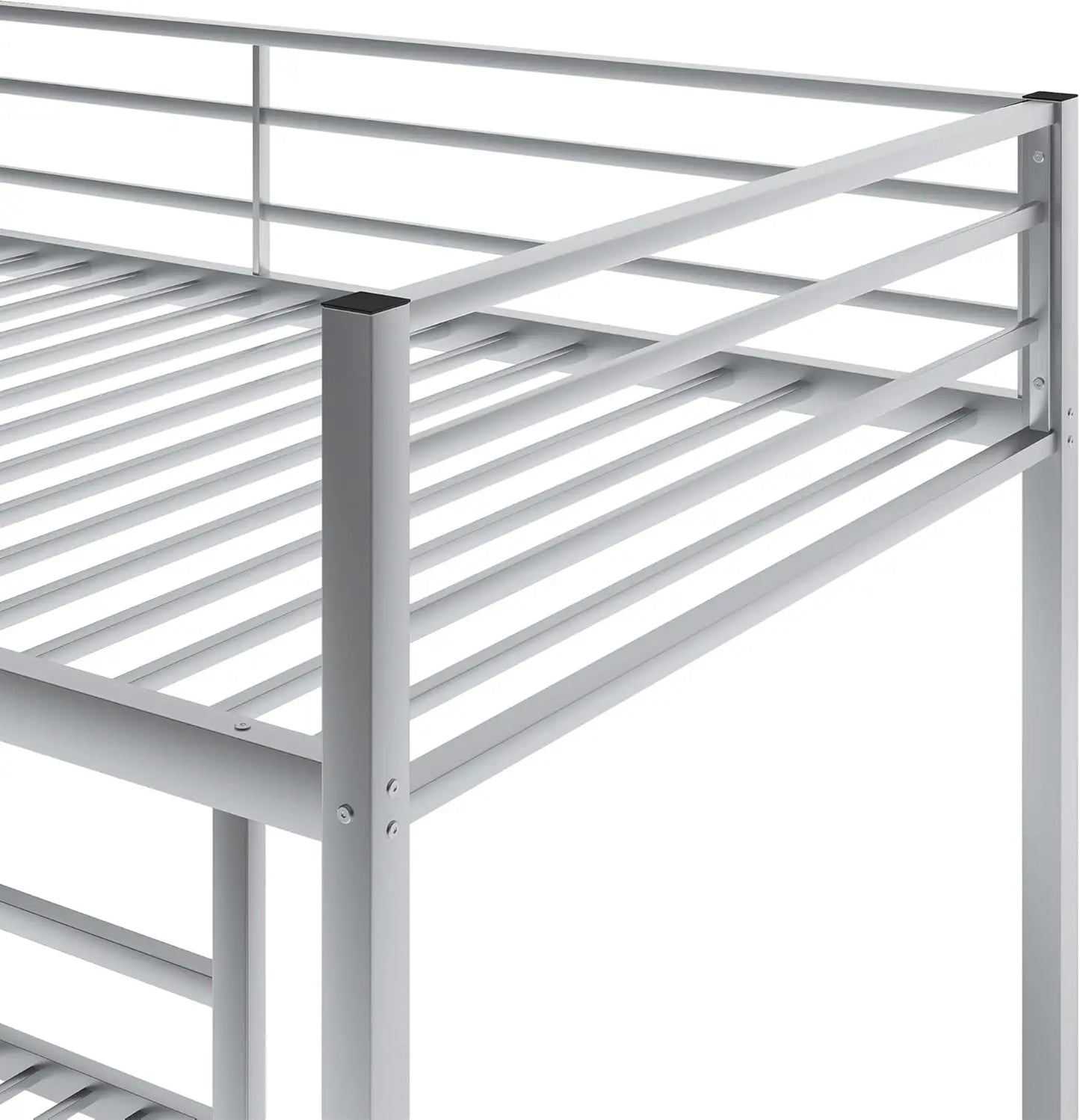 Low Metal Bunk Beds for Kids Twin Over Twin Bunk Beds with Built-in Ladder (Twin Over Twin, Silver)