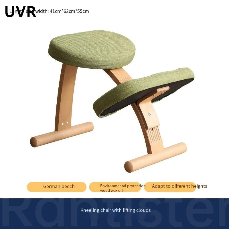 Chaise de jeu d'ordinateur UVR pour usage domestique Chaise d'étude pour enfants Chaise élévatrice en bois massif Chaise à genoux Chaise de bureau ergonomique pour chambre à coucher