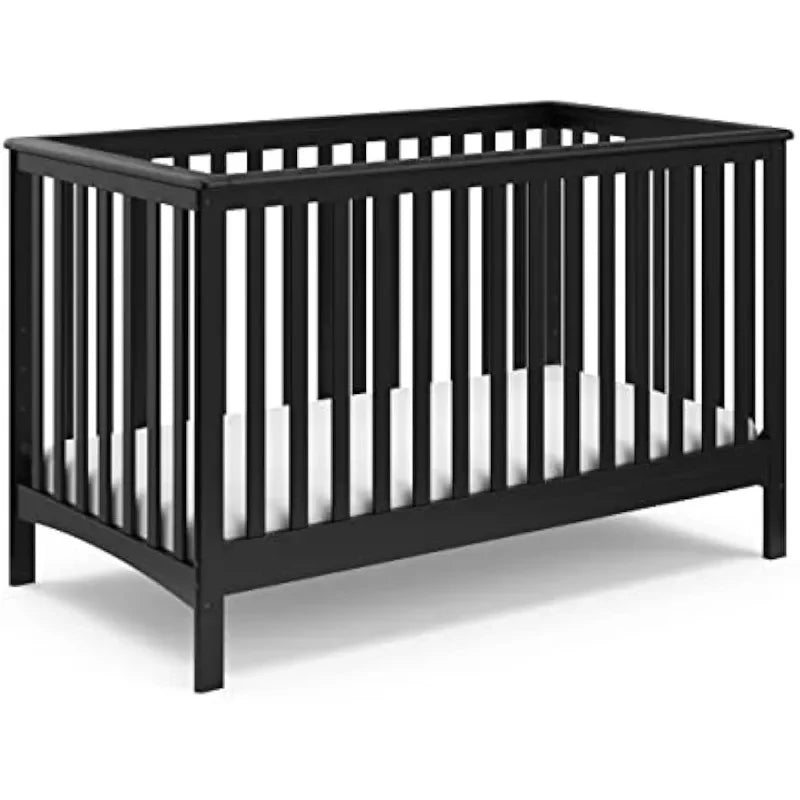 Cuna convertible 4 en 1 Hillcrest de Storkcraft (negra): se convierte en sofá cama, cama para niños pequeños y cama de tamaño completo